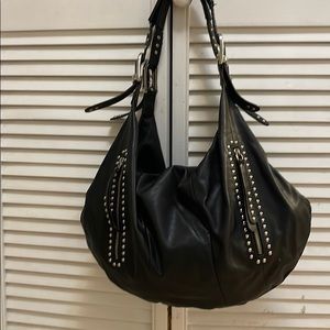 B Makosky black leather/studded silver, hobo bag
